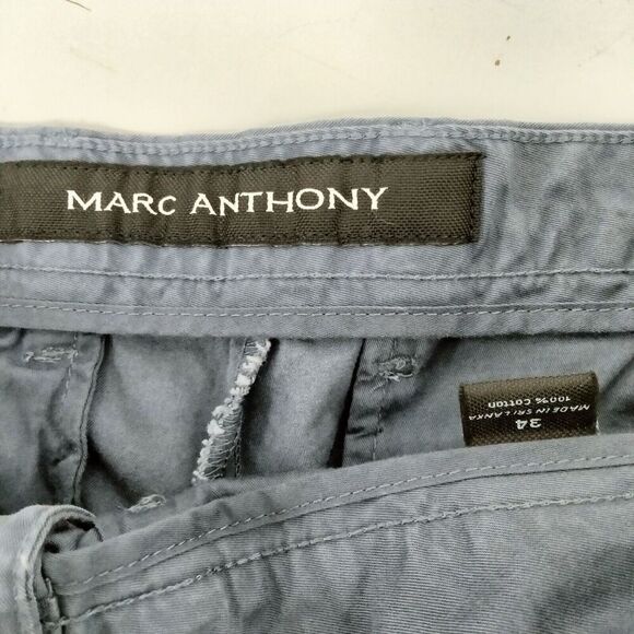 Marc Anthony Mens Size 34W x 29L Blue Khaki Chino Flat Front Pants Workwear - Picture 10 of 11